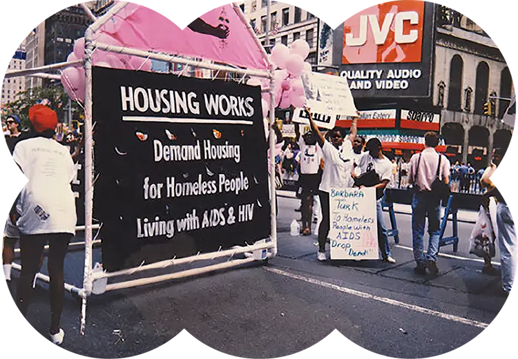 Housing Works protest in NYC advocating housing for homeless people with AIDS and HIV.